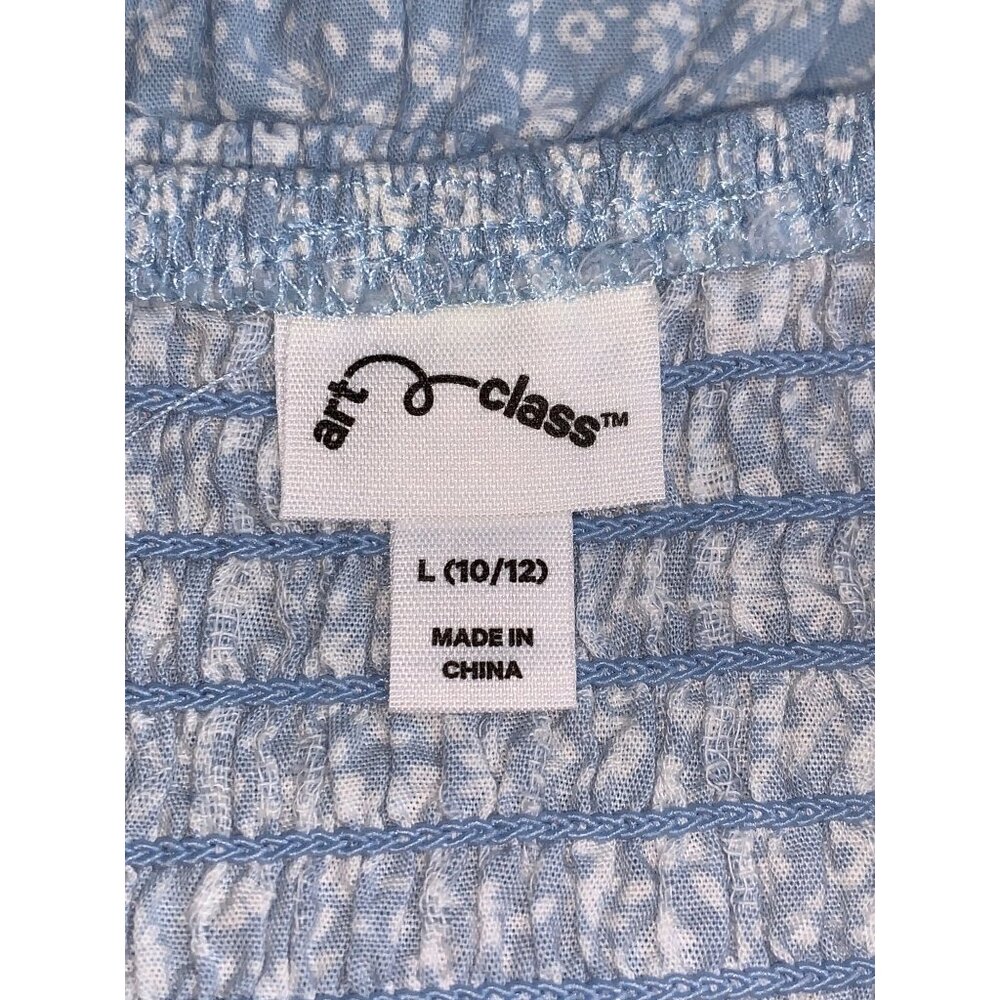 Art Class Little Girls Blue Ruffle Smocked Tank Top Peplum Hem Large (10-12) - Picture 6 of 8